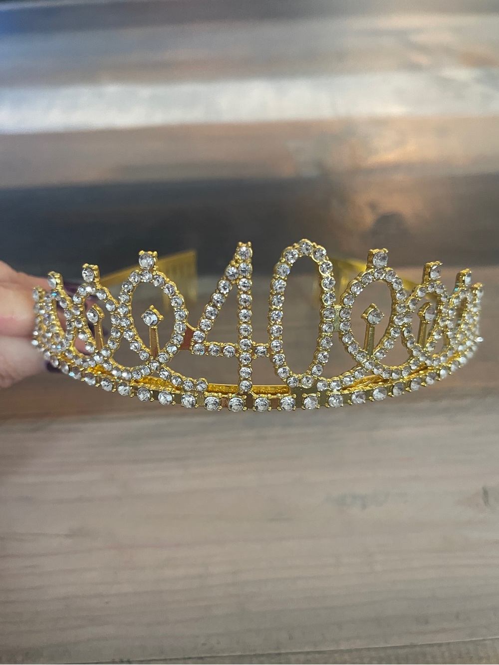 "40th" Birthday Gold Rhinestone Tiara Crown